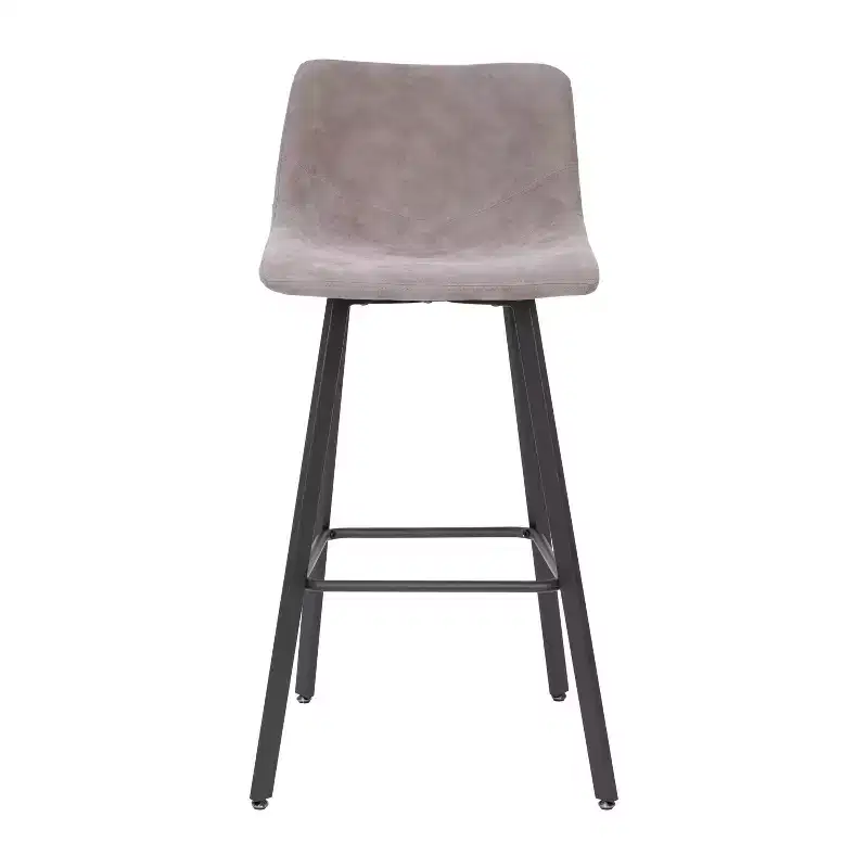 Merrick Lane Set of 2 Modern Upholstered Stools with Contoured, Low Back Bucket Seats and Iron Frames
