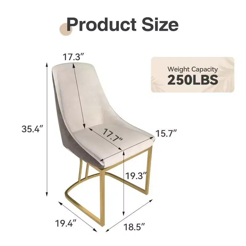 CLIHOME Set of 2 Modern High Back Dining Chair with Metal Legs