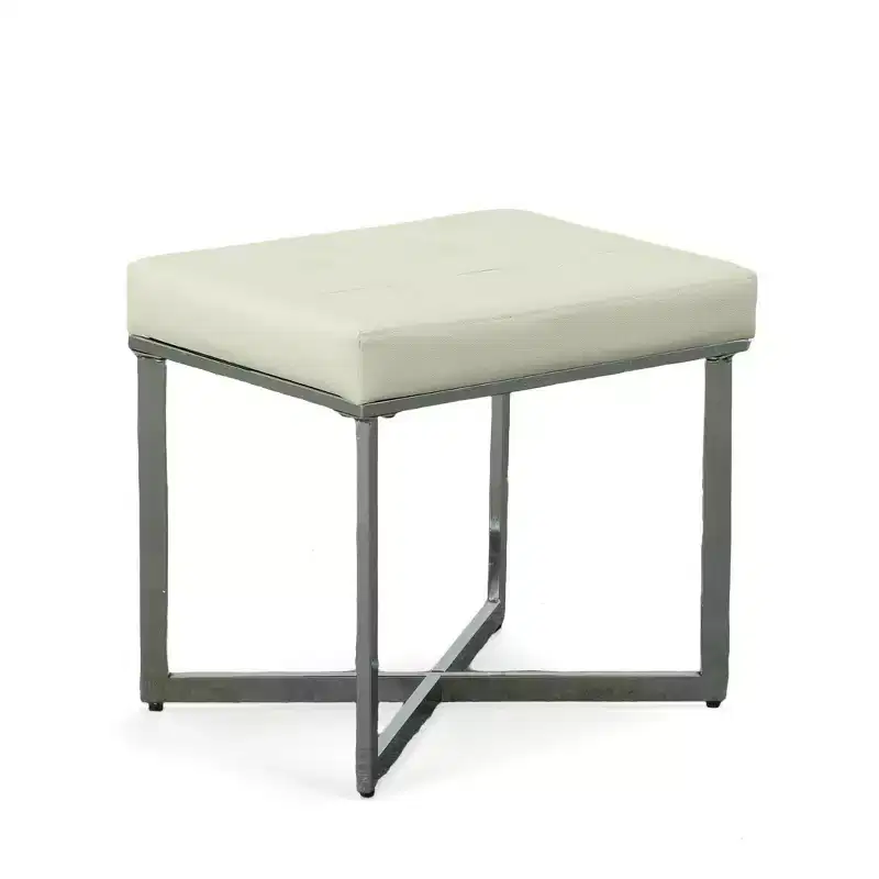 Carolina Living Julia Vanity Bench White/Chrome: Chrome X Base, Padded, Modern Design