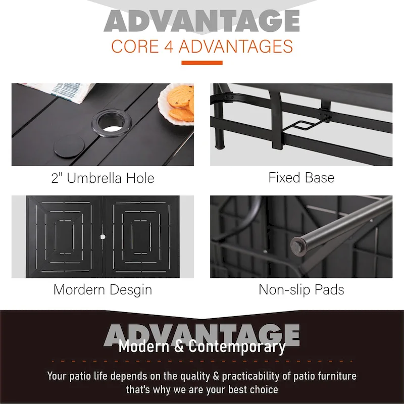7-Piece Patio Dining Sets , 6 Textilene Fabirc Chairs and 1 Metal Table with 2.1 Umbrella Hole