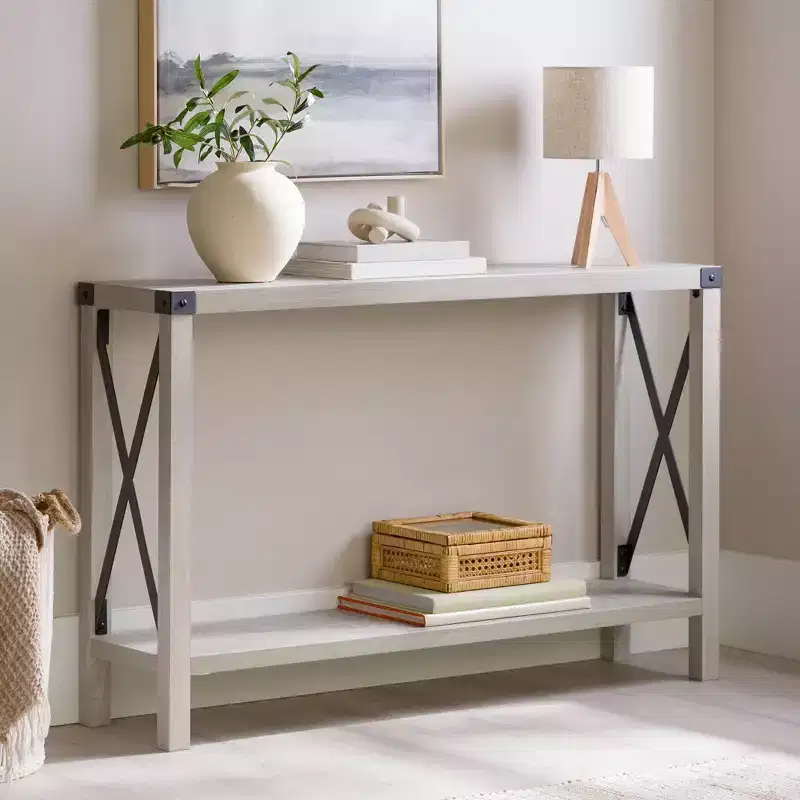 Sophie Rustic Industrial X Frame Entry Table - Saracina Home