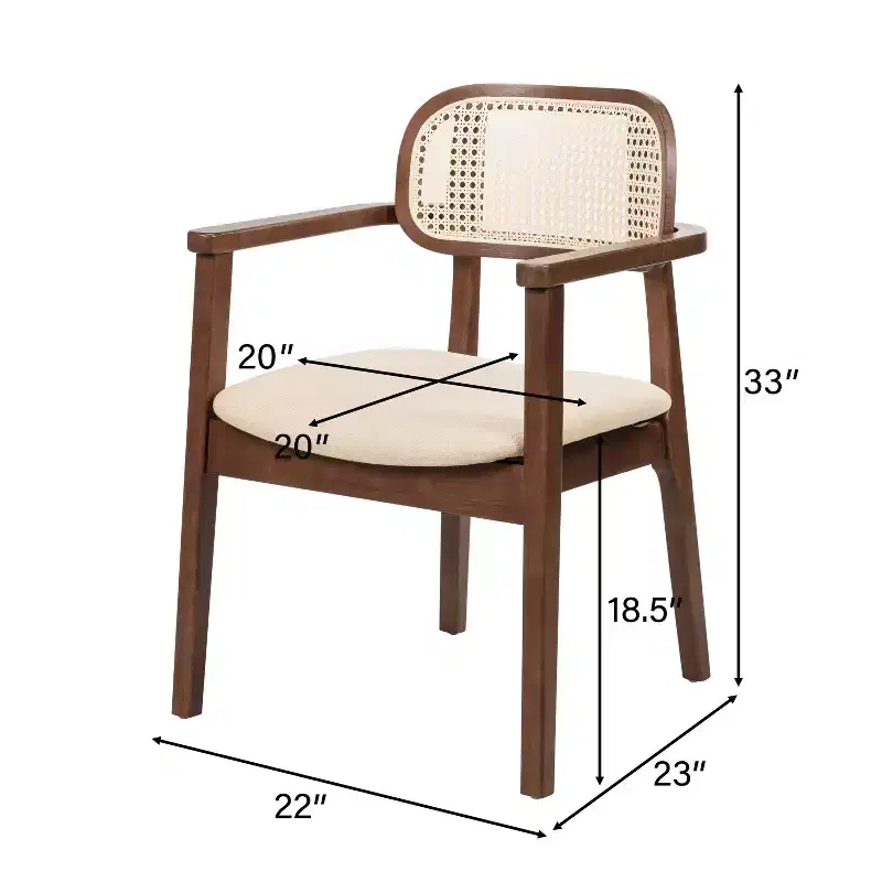 Christopher Knight Home Amaris Mid-Century Modern Wood Upholstered Dining Chair with Rattan-Weave Backrest (Set of 6)