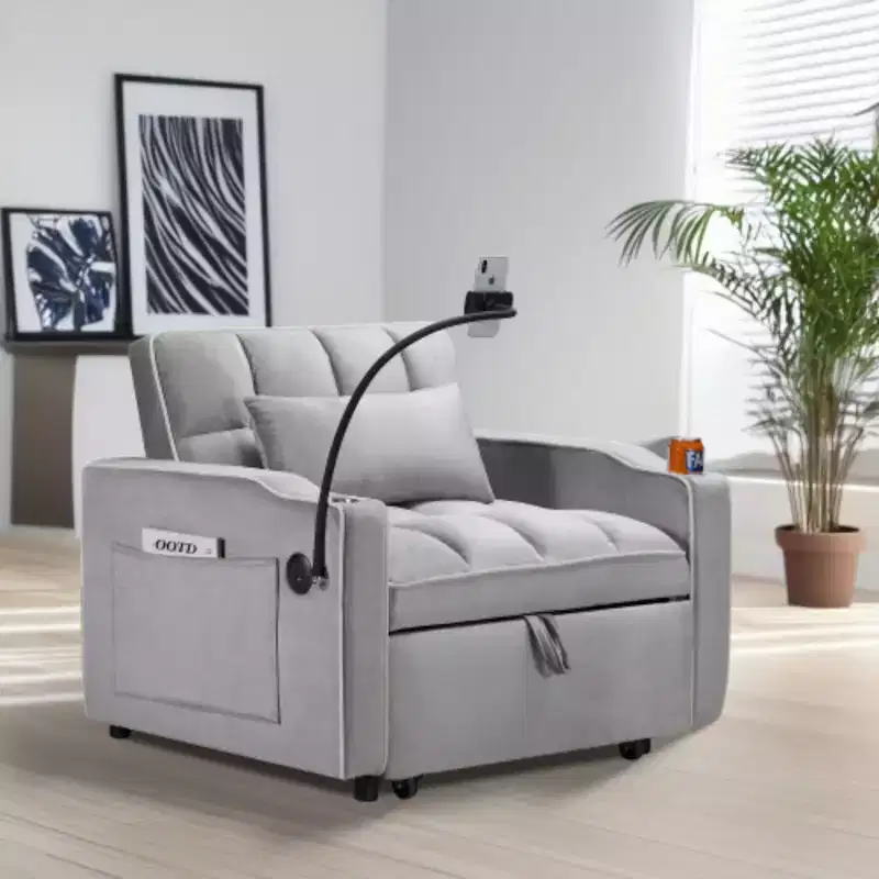 3-in-1 Convertible Sleeper Chair – Pull-Out Bed, Adjustable, Multi-Pocket, Small Spaces
