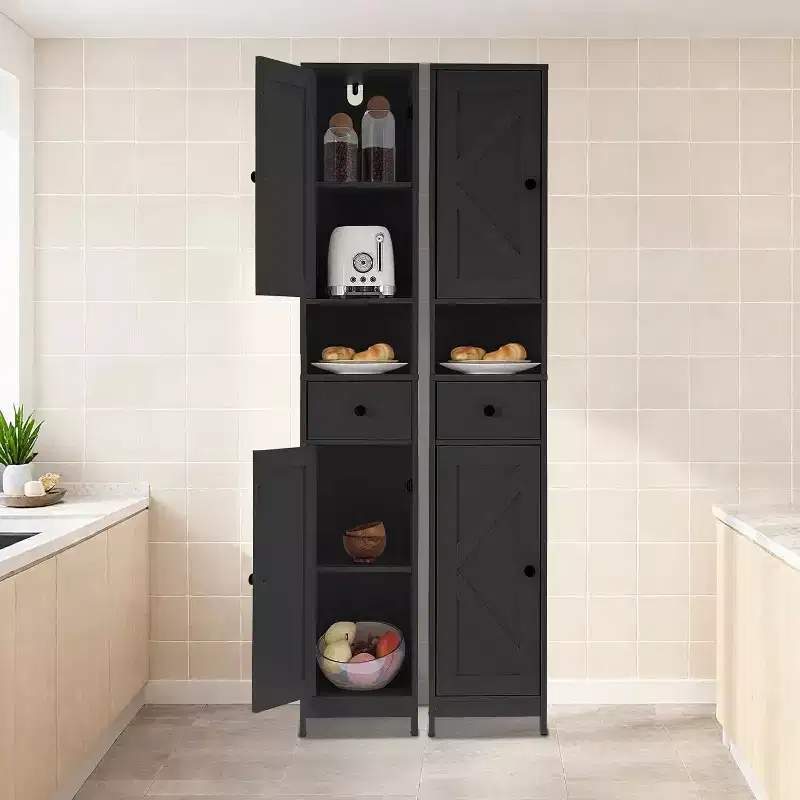 67in Tall Bathroom Cabinet with 2 Adjustable Shelves & 1 Drawer, Freestanding Storage Organizer for Small Spaces, Bathroom, Kitchen & Hallway