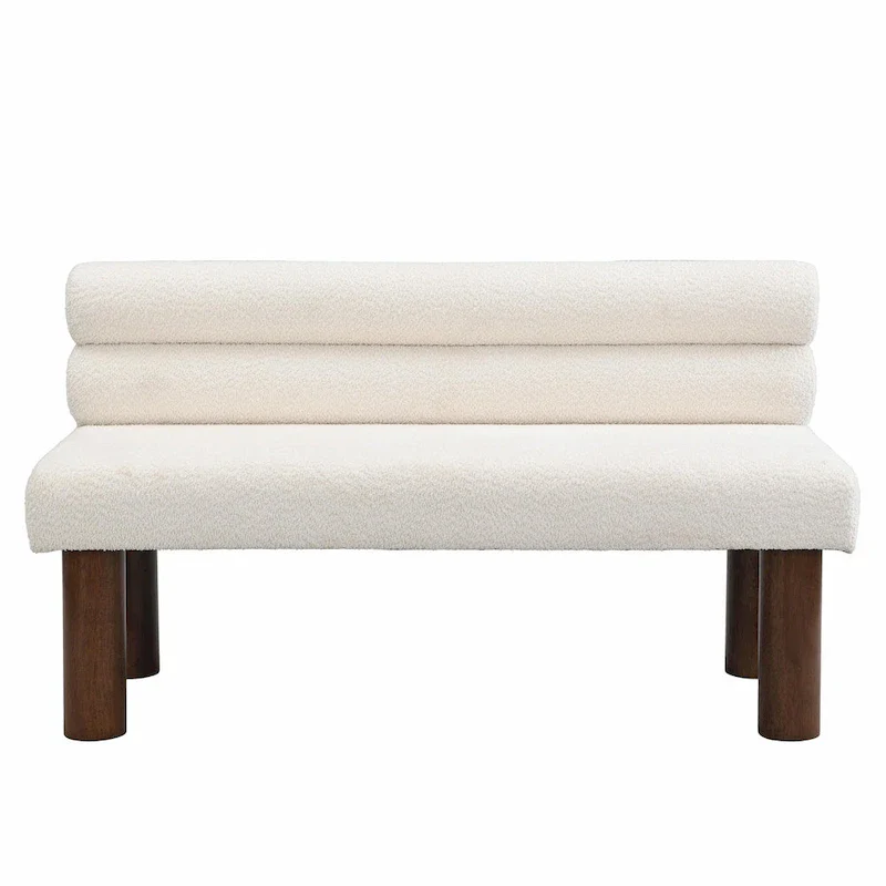 Upholstered Dining Bench with Solid Wood Legs