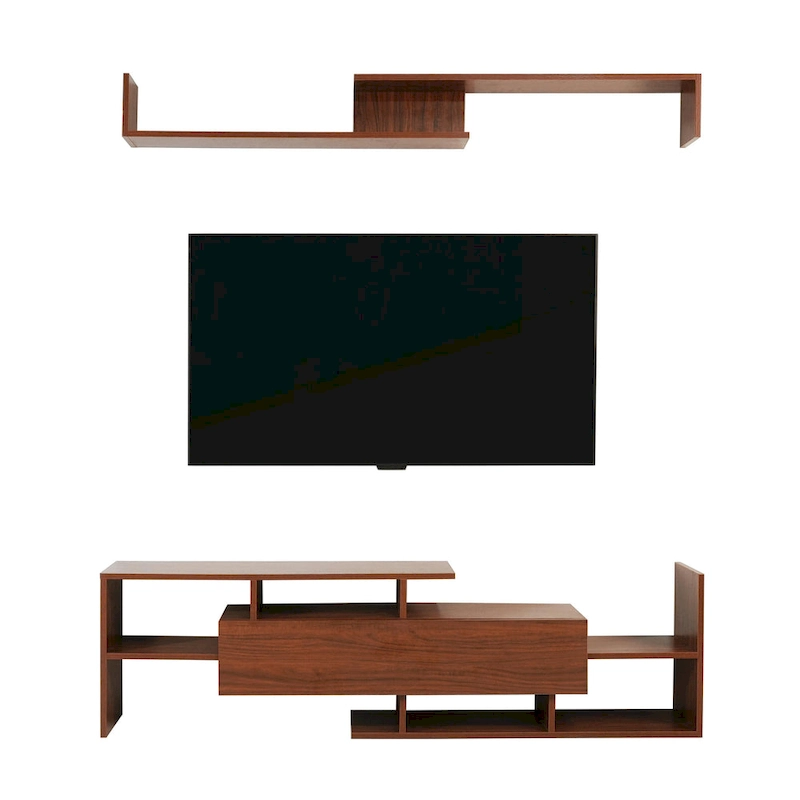 Surrey 60.2 2 Pc 1-Drawer Floating TV Stand Media Console with Open Shelves