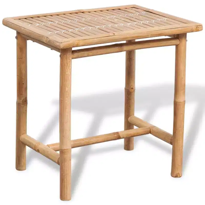vidaXL Garden Table And Chair White Bamboo, Cotton, Polyester Small
