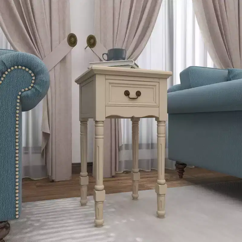 Traditional Wood Accent Table Ivory