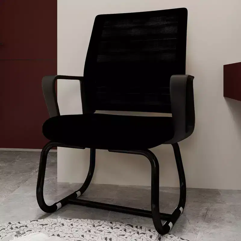 Upholstered Home Office Chair with Metal Frame and Fixed Armrests