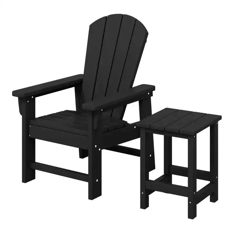 WestinTrends Malibu 2-Piece Kids Outdoor HDPE Adirondack Chair With Square Side Table Set