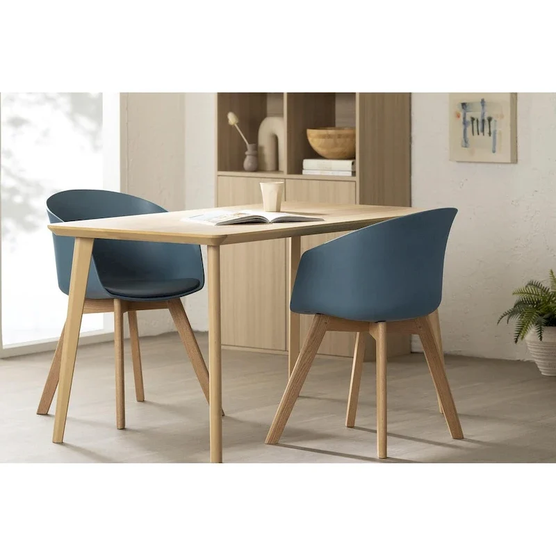 Set of 2 Dining Chairs with Wood Legs