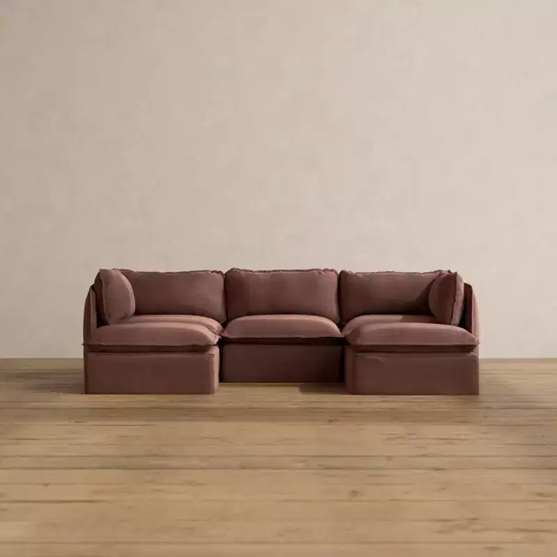Anabei Modular Washable 3-Seater U-Sectional Sofa | Deluxe+ Seat & Cloud Pillow