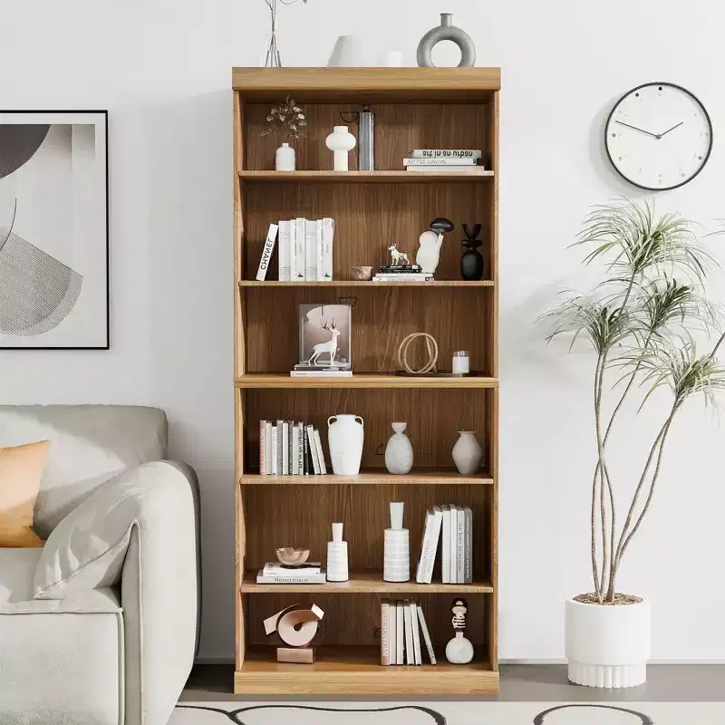 36x31x16 Doorless Wood Bookshelf Storage Cabinet Bookcase & Office Cabinet for Kitchen Bedroom Entryway Living Room Dining Room Natural