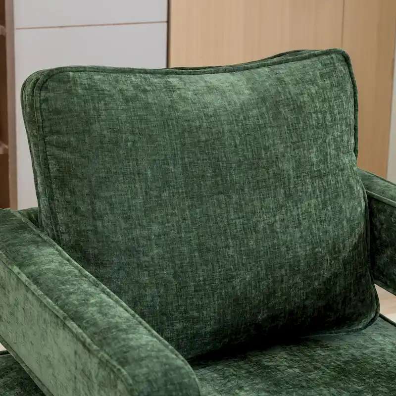 Modern Upholstered Swivel Open-Back Barrel Chair With Pillow