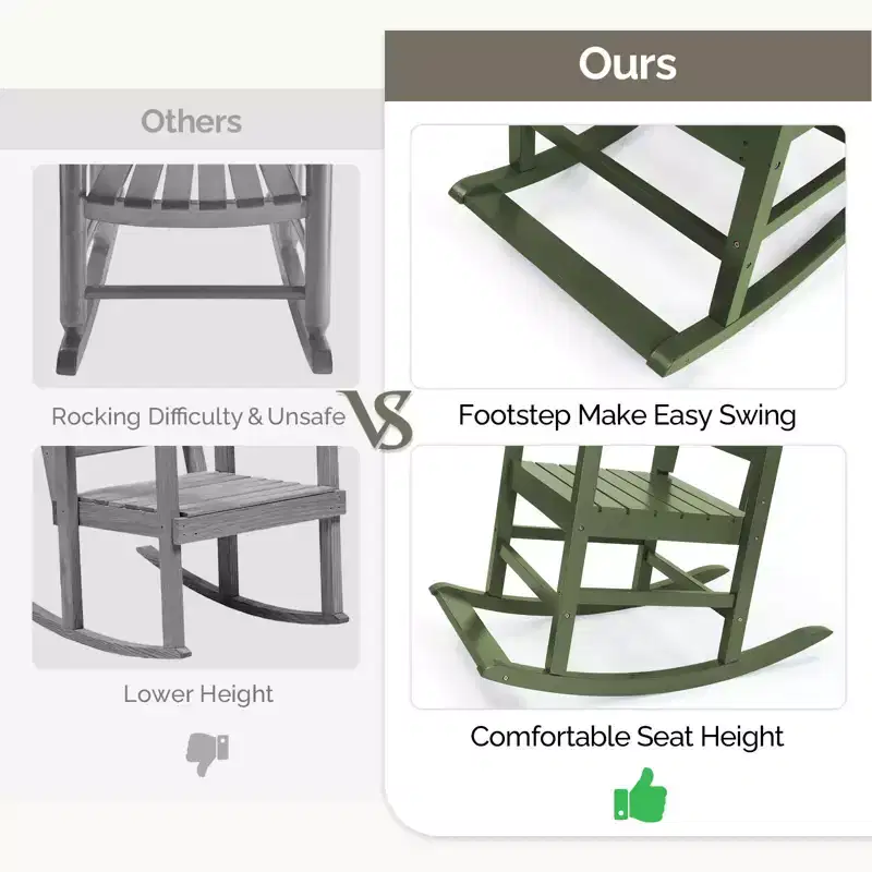 Karl Home | Solid Wood Patio Rocking Chair with Footrest