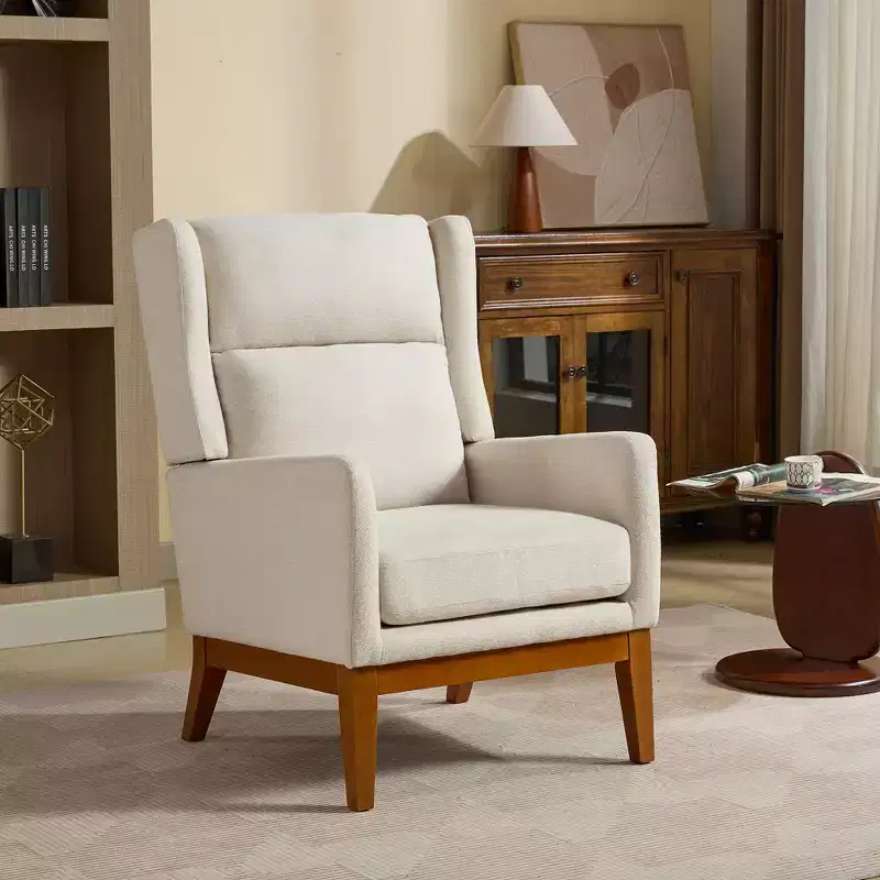 Modern High Back Accent Chair with Upholstered Seat for Living Room & Bedroom
