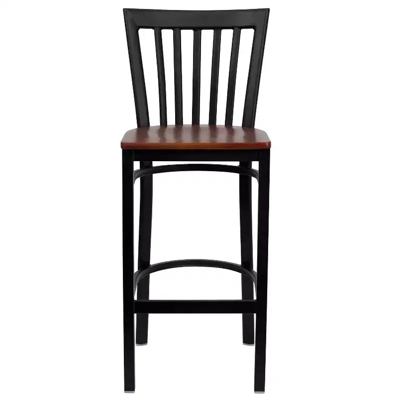 School House Back Metal Restaurant Barstool, Set of 2