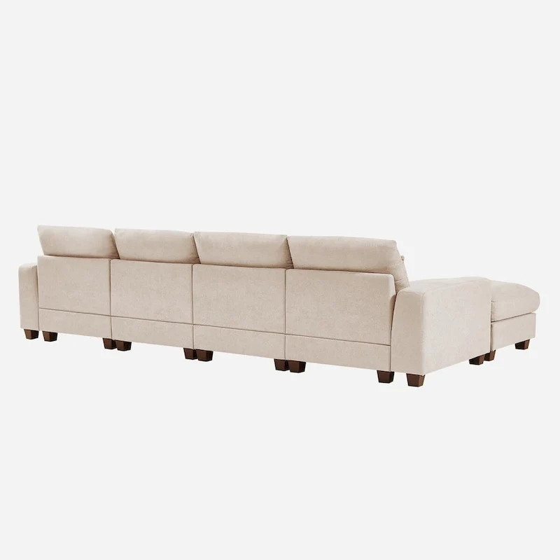 Modern Convertible Large L-shaped Feather Filled Sectional Sofa with Reversible Chaise - 129.9W x 72D x 31.5H