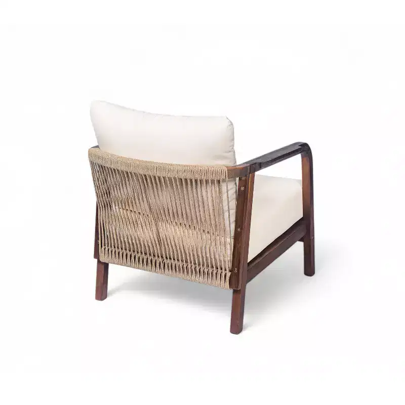 Christopher Knight Home Ivana Patio Woven Rope Acacia Wood Club Chair with Deep Cushions