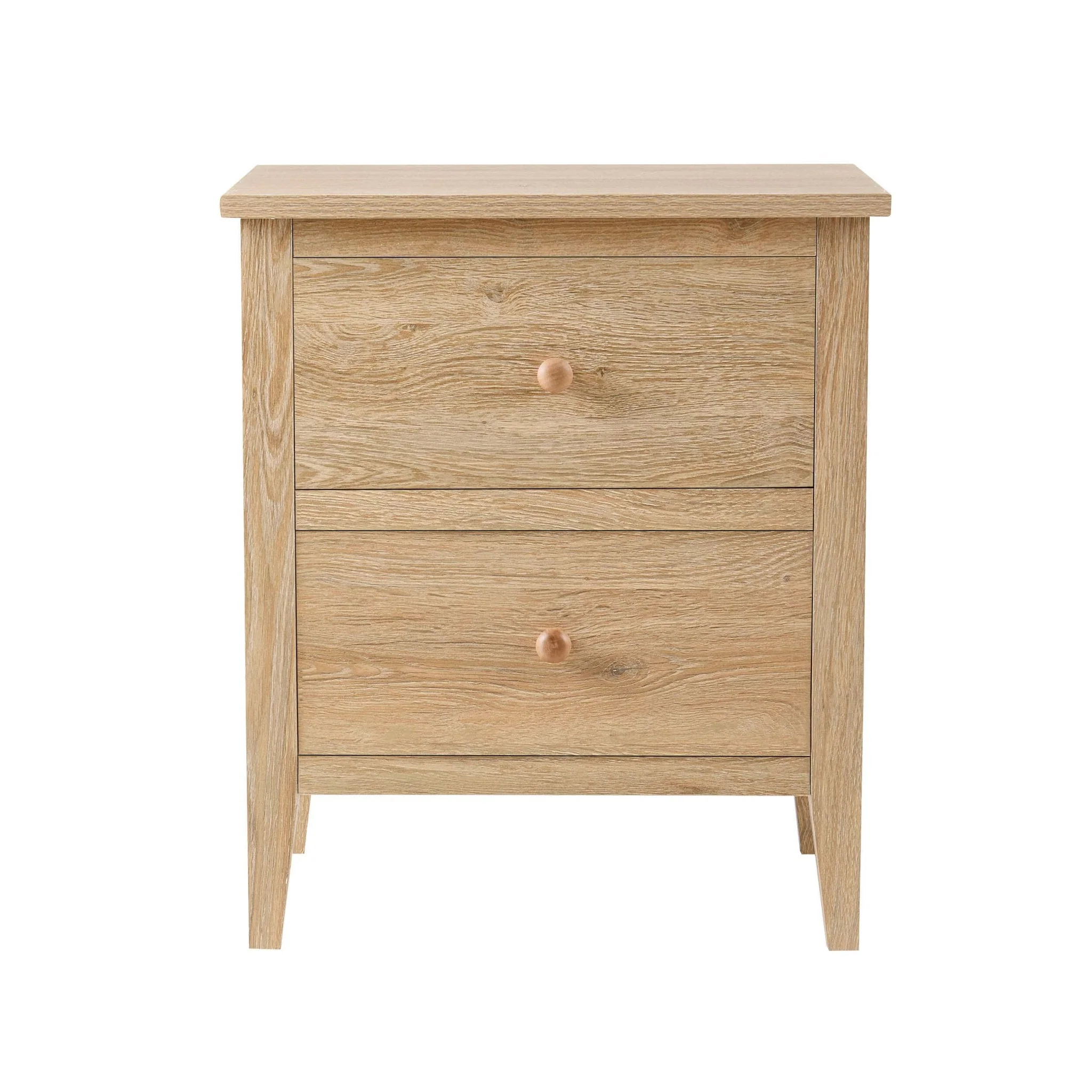 2 Drawer Bedside Table - Light Wood