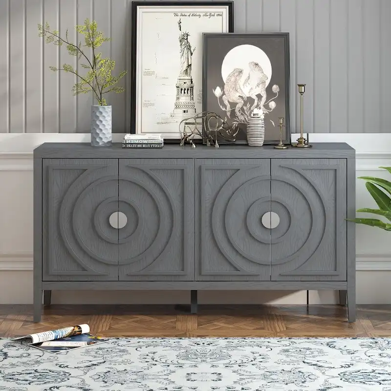 Retro Sideboarddoor with Circular Groove Design Round Metal Door Handle