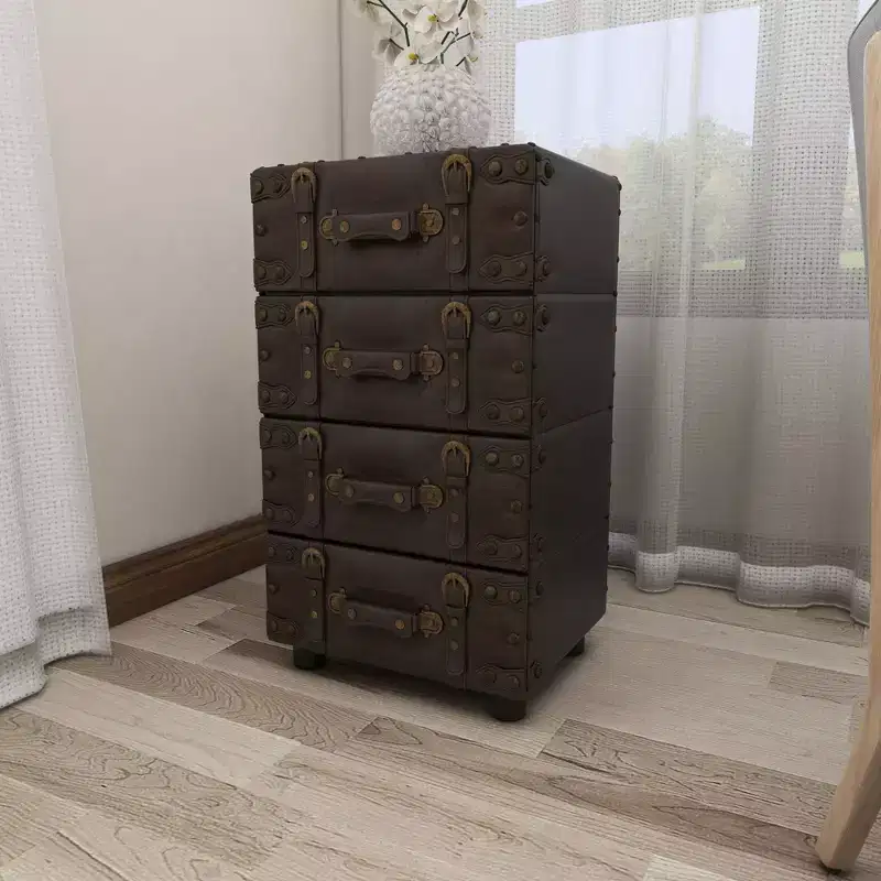 Wood Stacked Side Chest Dark Java - Olivia & May: Rubberwood Frame, No Assembly Required, 4-Drawer Dresser