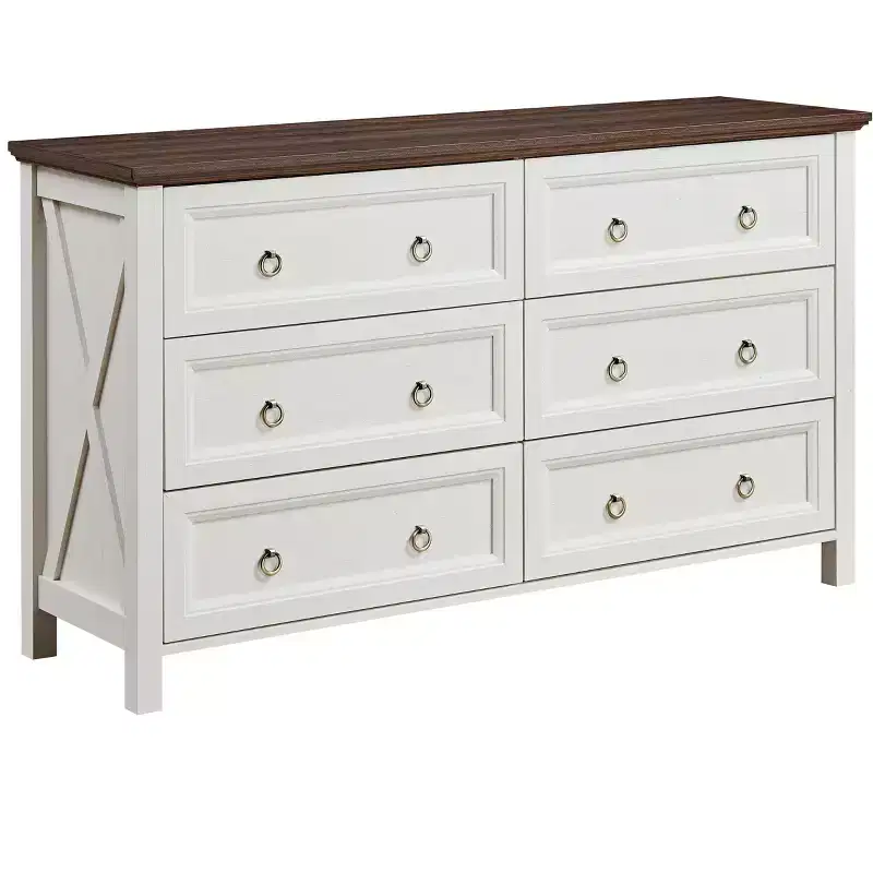 Modern Wooden Dresser with Drawers and Metal Round Knobs