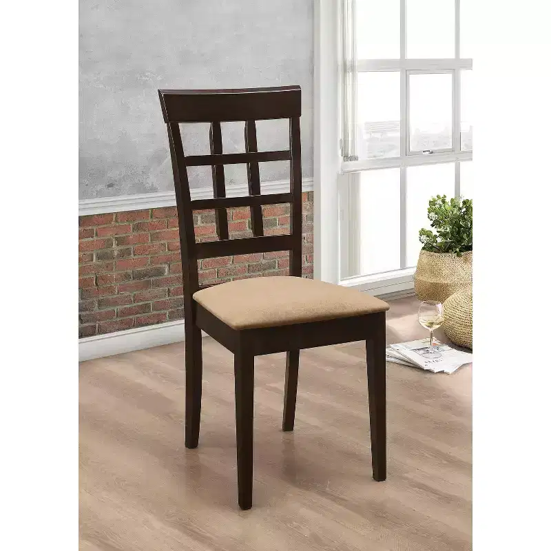 Simple Relax Set of 2 Upholstered Side Chairs in Cappuccino and Tan