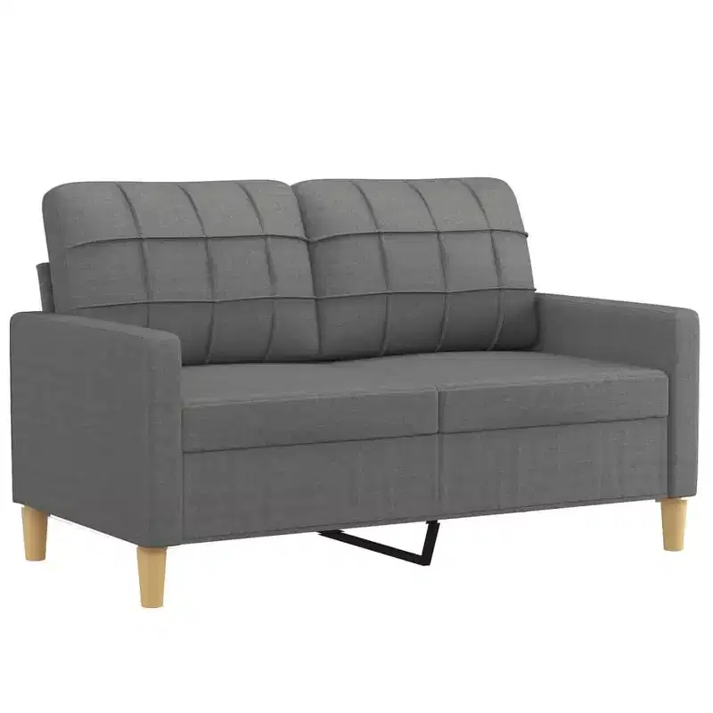 vidaXL Dark Gray Fabric Sofa Set - Modern 2-Piece Living Room Furniture - Includes 2-Seater, 3-Seater, Throw Pillows and Cushions