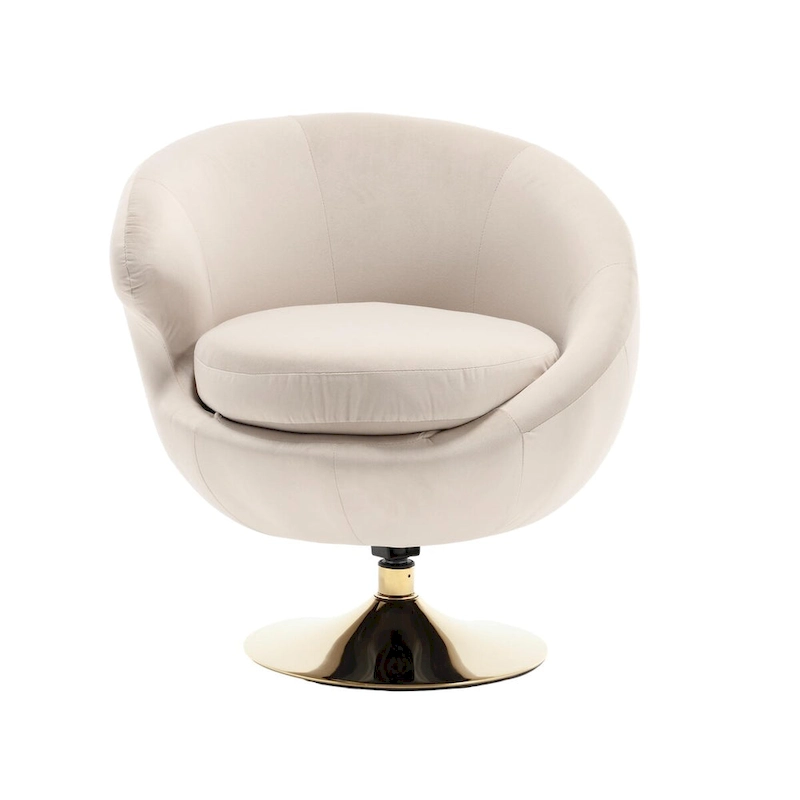 HOMEFUN Velvet 360 Degree Swivel Left Cuddle Barrel Accent Chairs