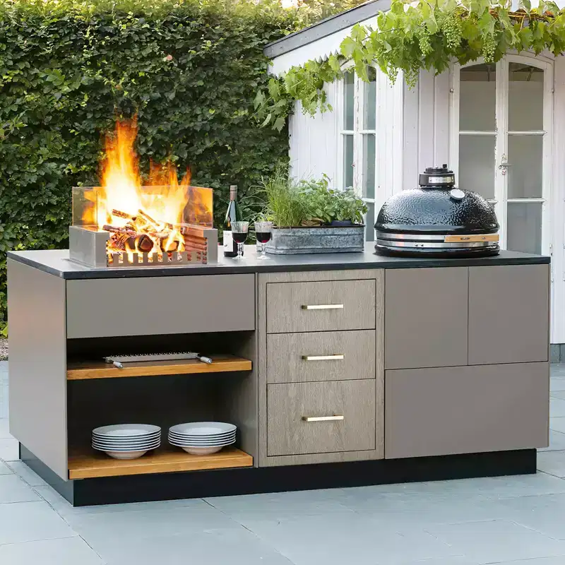 Outdoor Kitchen Triple Drawers 15.6 W x 20.5 H x23 D, Stainless Steel with Side Access Door for BBQ Island, Patio Grill Station