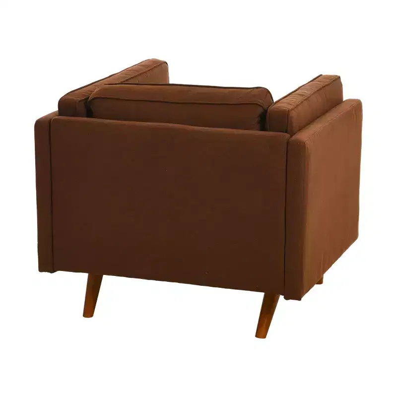 Modern Upholstered High Sided Arm Chair with Solid Wood Legs