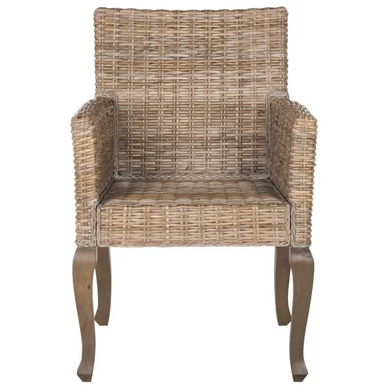 Rattan Woven Dining Chair with Arms, Set of 2