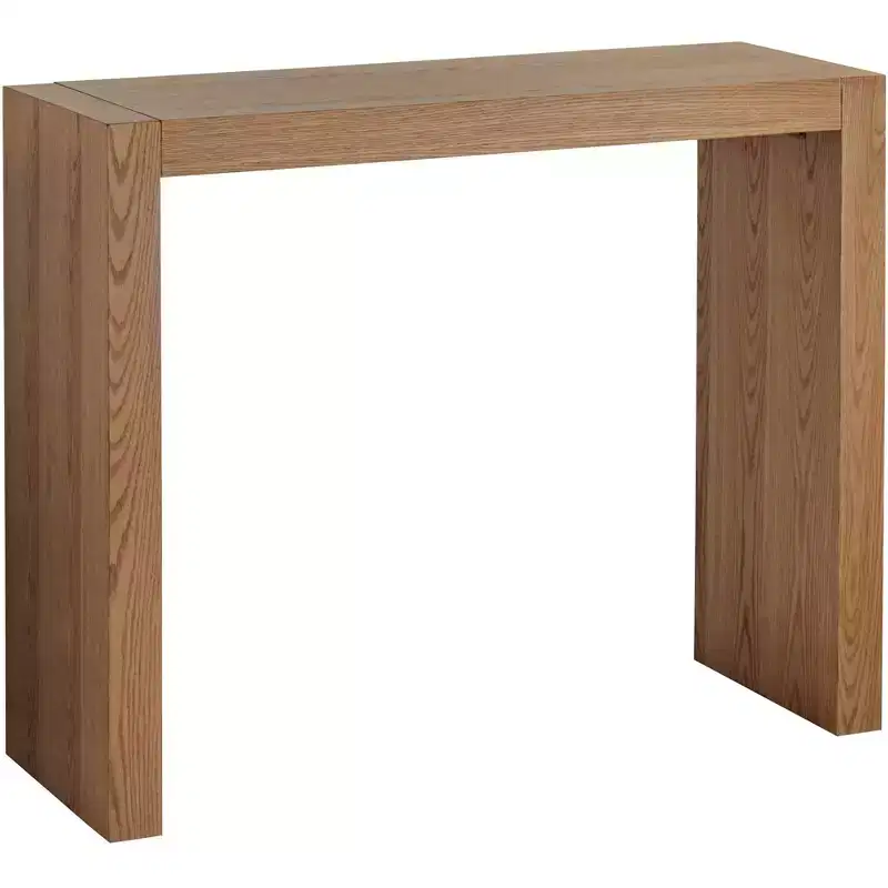 Modern Minimalist High Gloss Gray Oak Wood Rectangular Bar Table 50 x 18 Natural Brown for Living Room Kitchen
