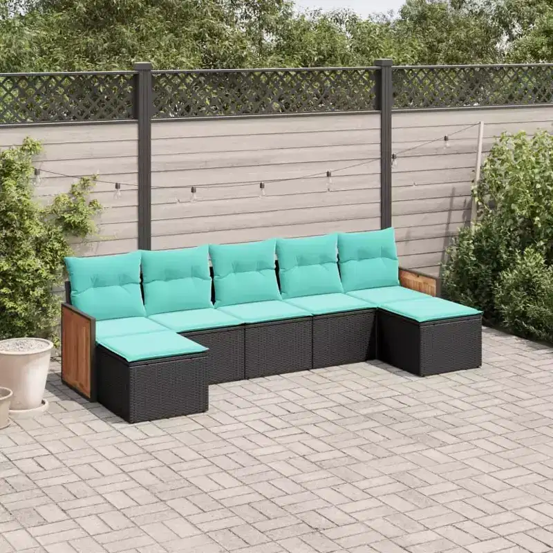 vidaXL Patio Sofa Set PE Rattan, Powder-Coated Steel, 7 Piece Set