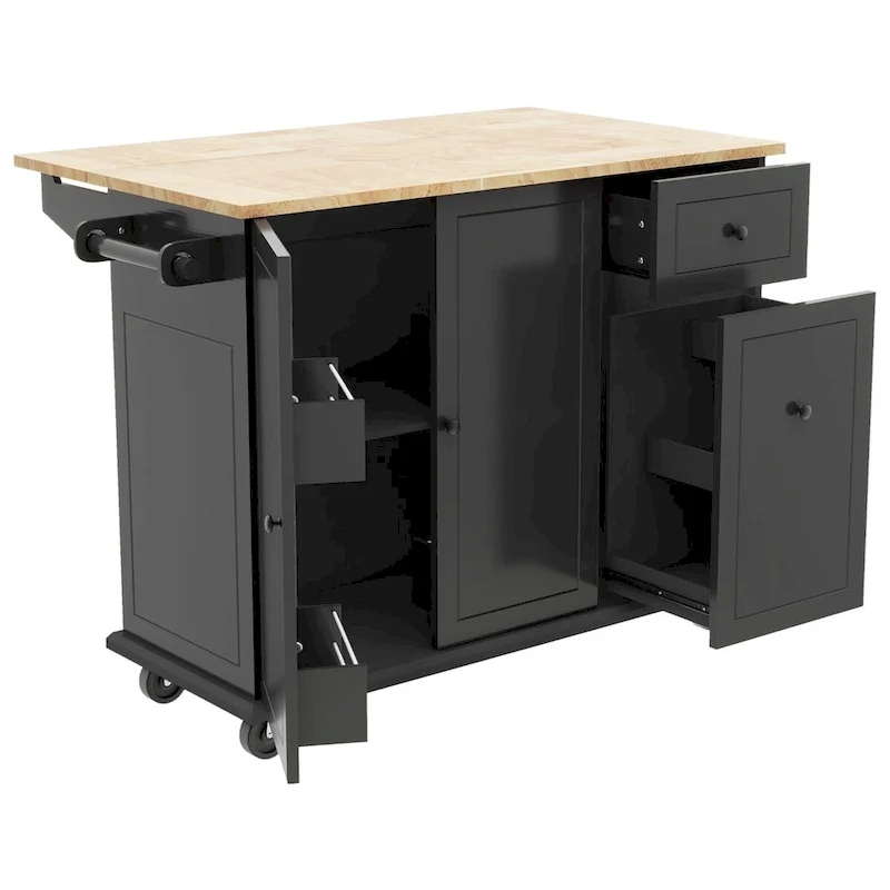 53.9 Kitchen Island Cart with Drop Leaf on Wheels