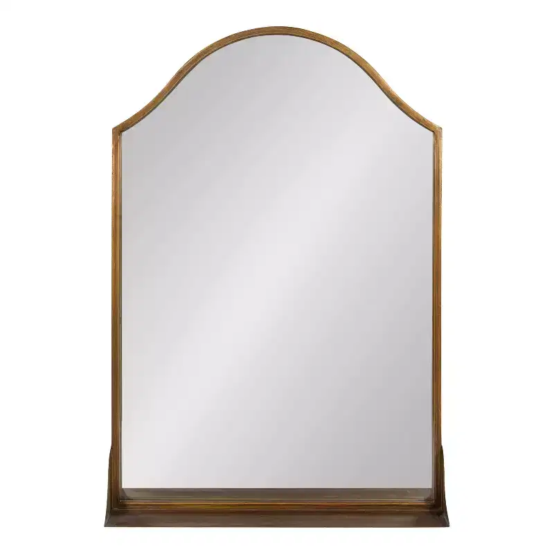 Scalloped Arch Wall Mirror with Display Shelf | Black Iron | 20
