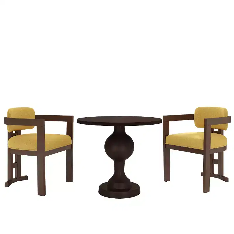 3-Piece Round Dining Set Birch Wood Chairs & Aluminum Pedestal Table Seats 2