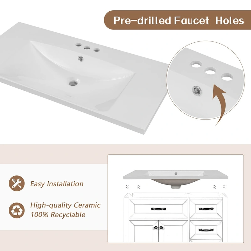 Bathroom Cabinet with Drawers and Sink Combo