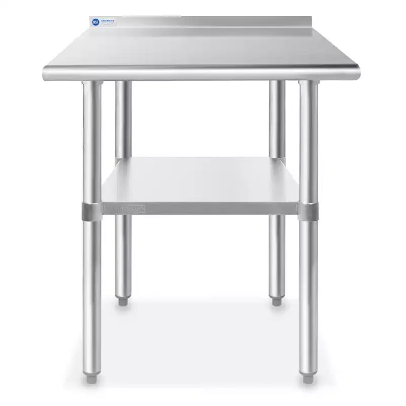 GRIDMANN Stainless Steel Tables with Backsplash and Undershelf, NSF Commercial Kitchen Work & Prep Tables for Restaurant and Home