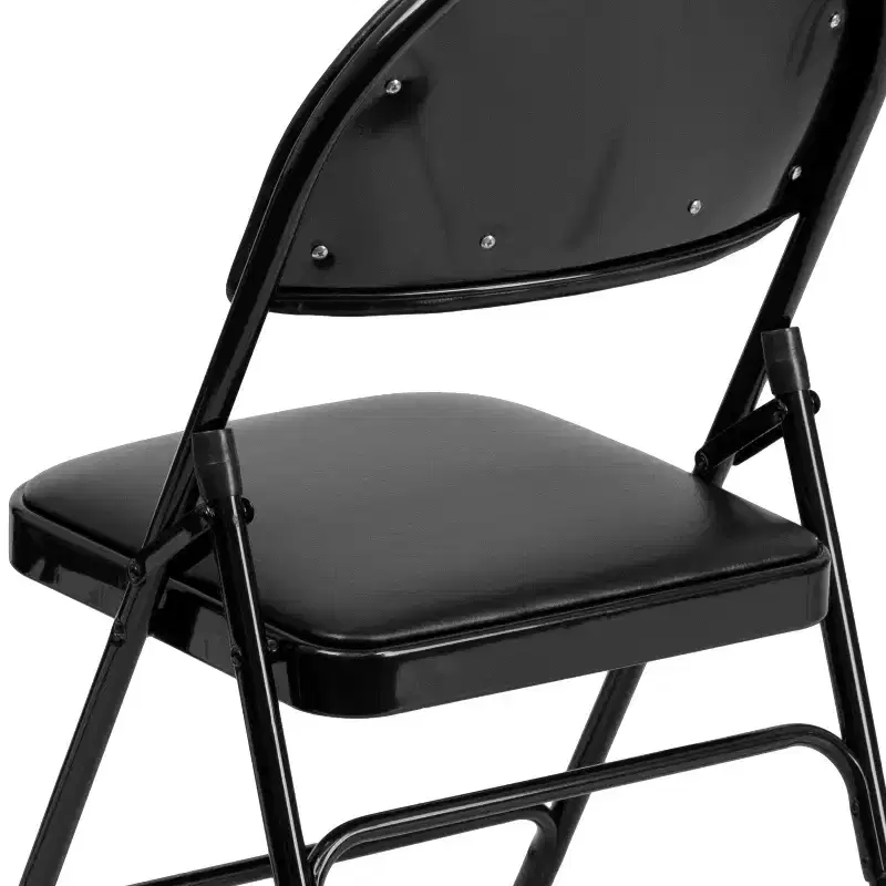 Extra Large Ultra-Premium Triple Braced Metal Folding Chair with Easy-Carry Handle