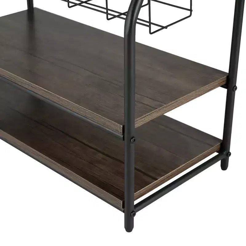 2-Tier Metal Frame Freestanding Bookshelf & Magazine Rack for Small Spaces