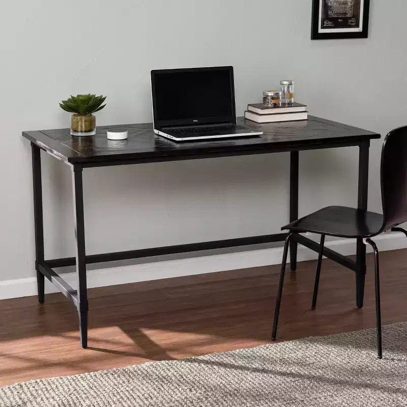 Lawrenny Reclaimed Wood Desk - Black - SEI