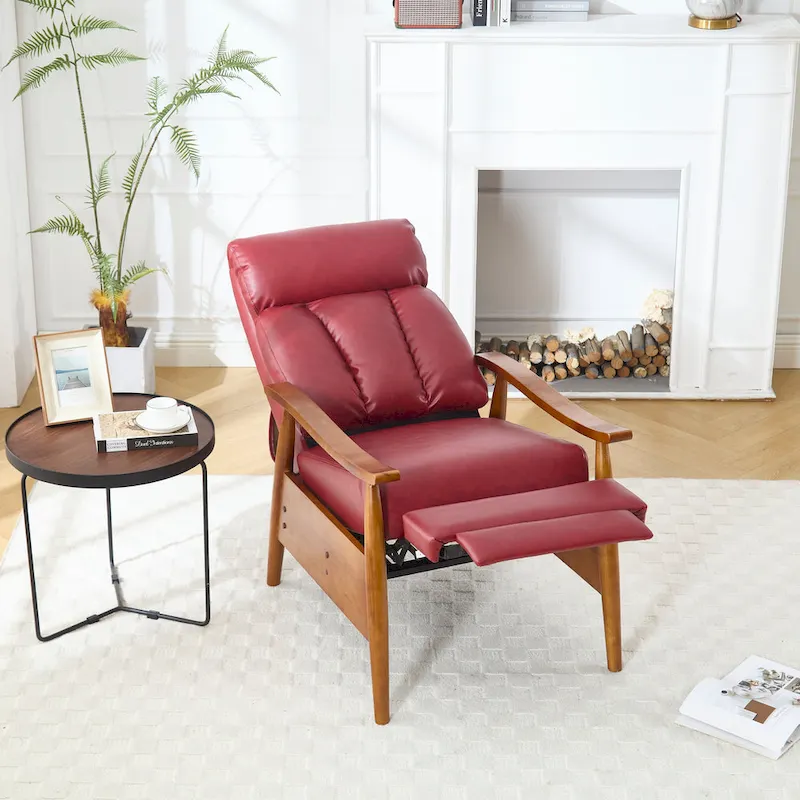 Wine Red 26.38 Adjustable Chaise Lounge Chair