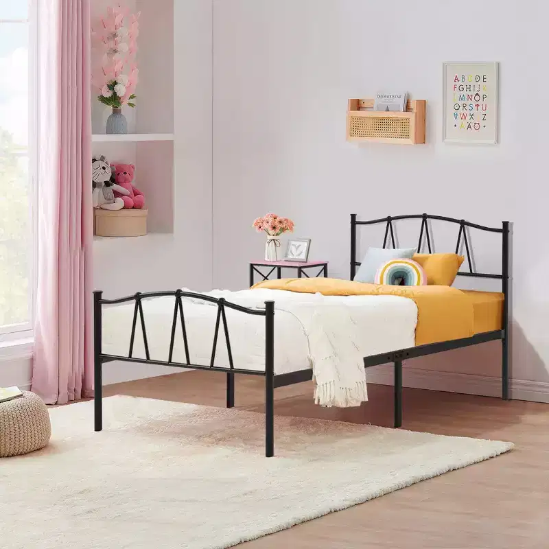 Metal Platform Bed Frame with Headboard and Footboard | Queen Full Twin Size Bed Frame with Storage | Heavy Duty Bed Frame No Box Spring Needed