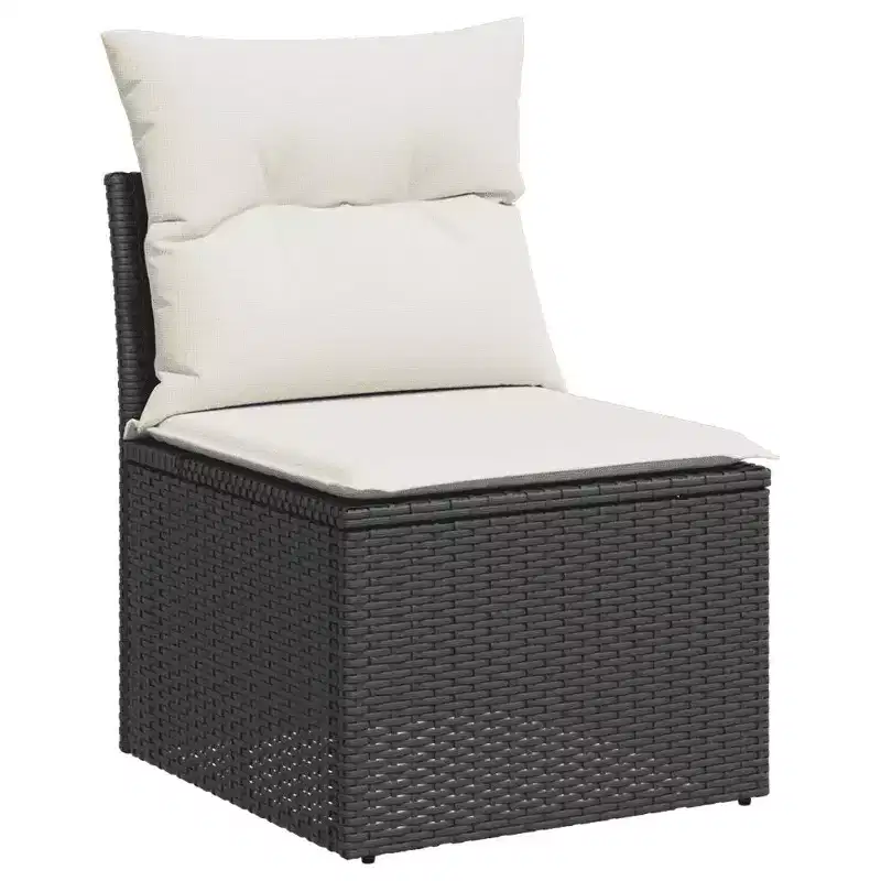 vidaXL Garden Sofa Set Black PE rattan, powder-coated steel, tempered glass