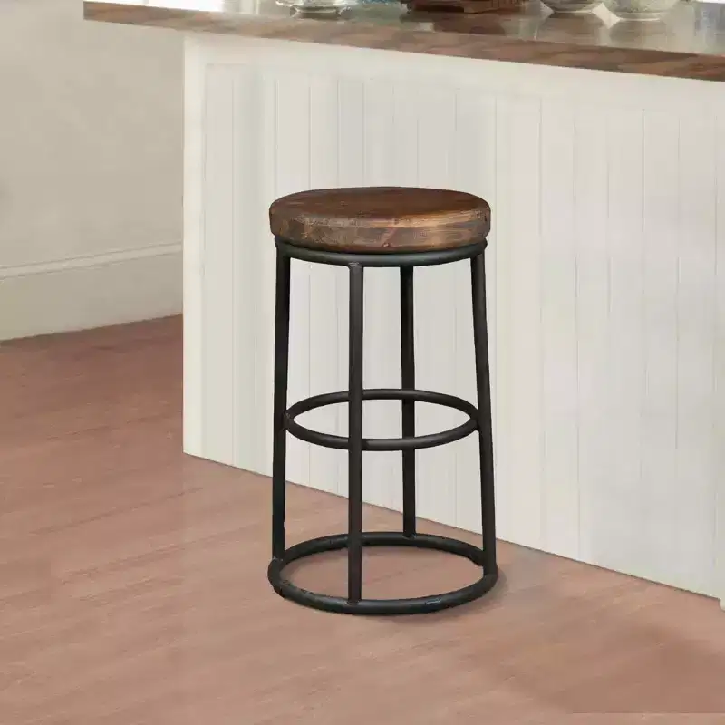 Christopher Knight Home Aurora Classic Indoor Wood and Metal 24 Counter Stool with Footrest, Brown/Black