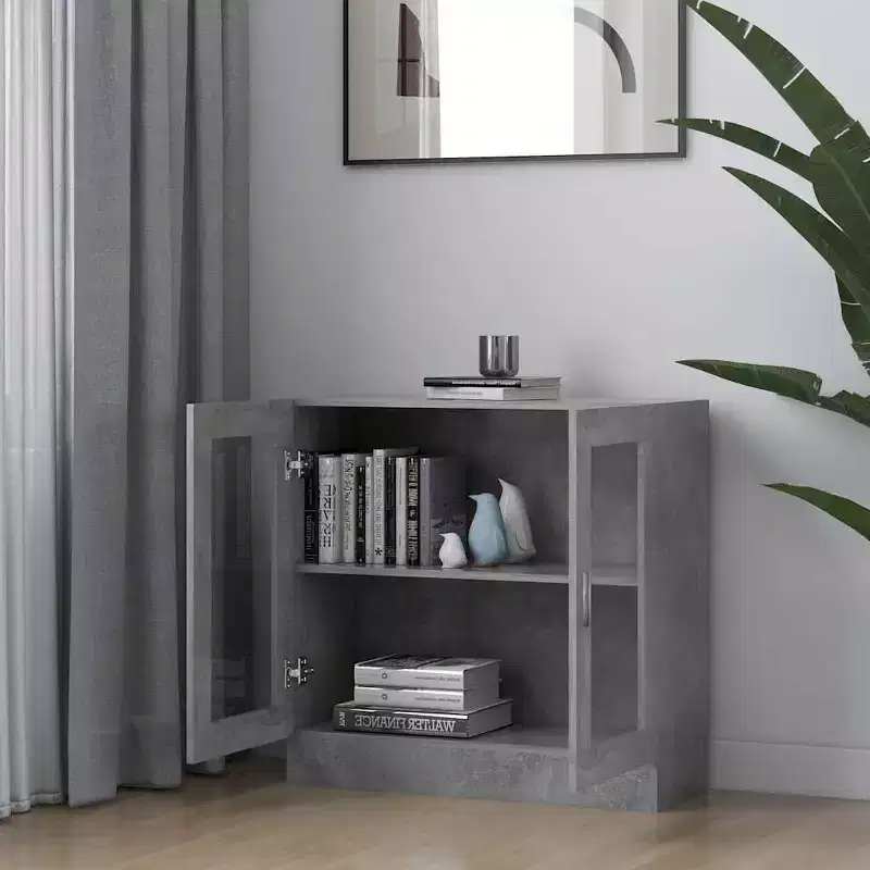 vidaXL Vitrine Cabinet Concrete Grey 32.5x12.0x31.5 Engineered Wood