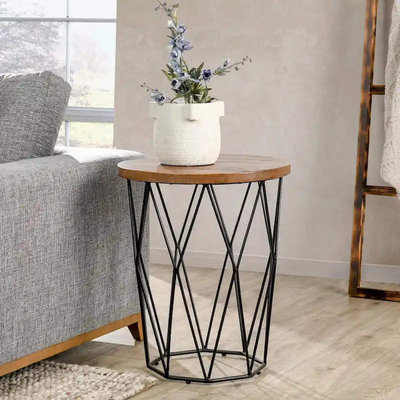 Geometric round side table - 24 inches high x 20 inches wide x 20 inches deep