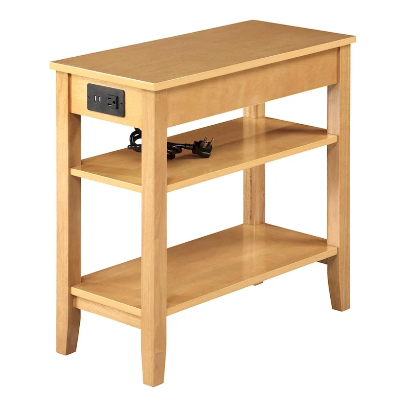 1 Drawer Chairside End Table with Charging Station and Shelves